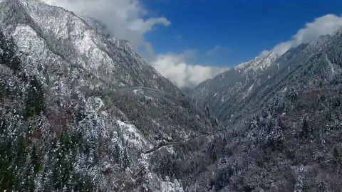 航拍冬季毕棚沟,冰雪童话世界